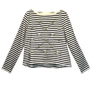 Betsey Johnson Performance Striped Lips Shirt size Medium NWOT